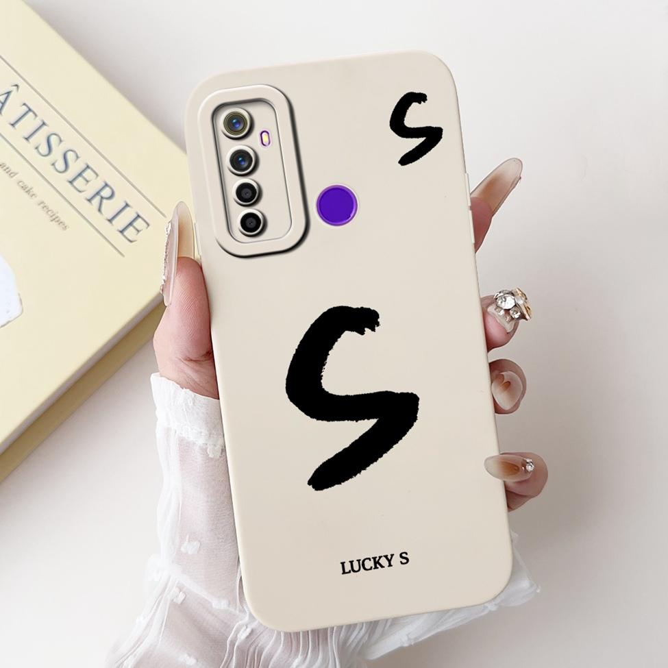 For Realme 5i RMX2030 6i RMX2040 Cover For Realme 6i Case Simple Fashion Letters A-Z Pattern Design Silicone Shockproof Bumper