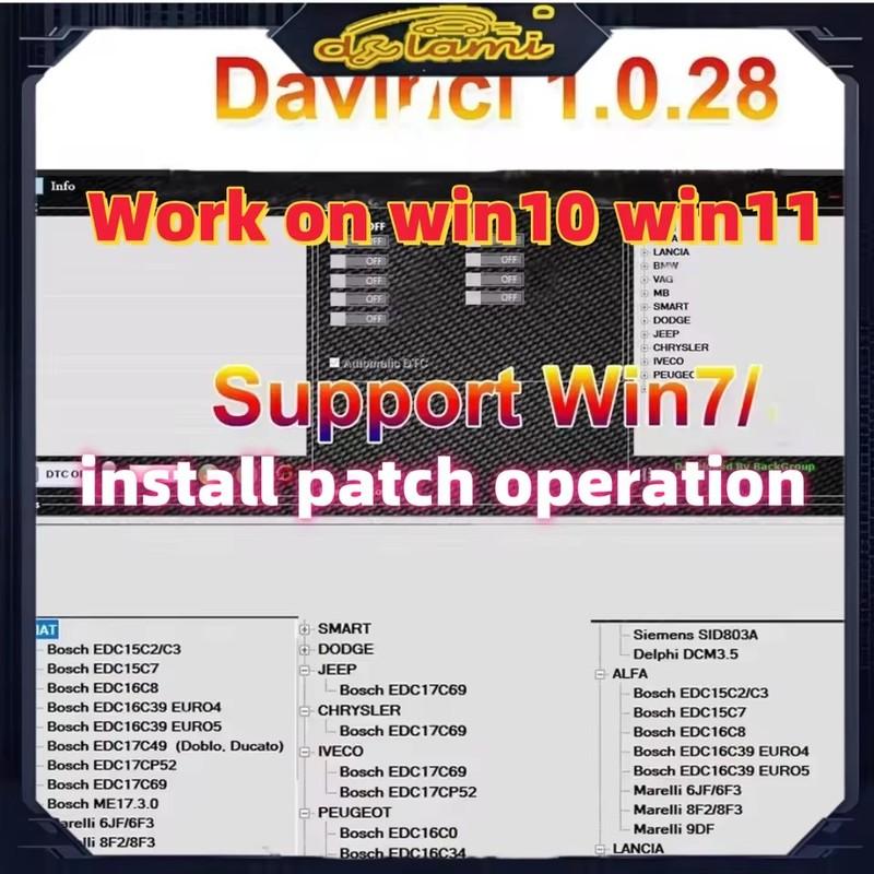 DaVinci 1.0.28 Software 2025 Latest Version Compatible with Windows 7/10/11 Supports KESS/KTAG for Auto Repair Tool