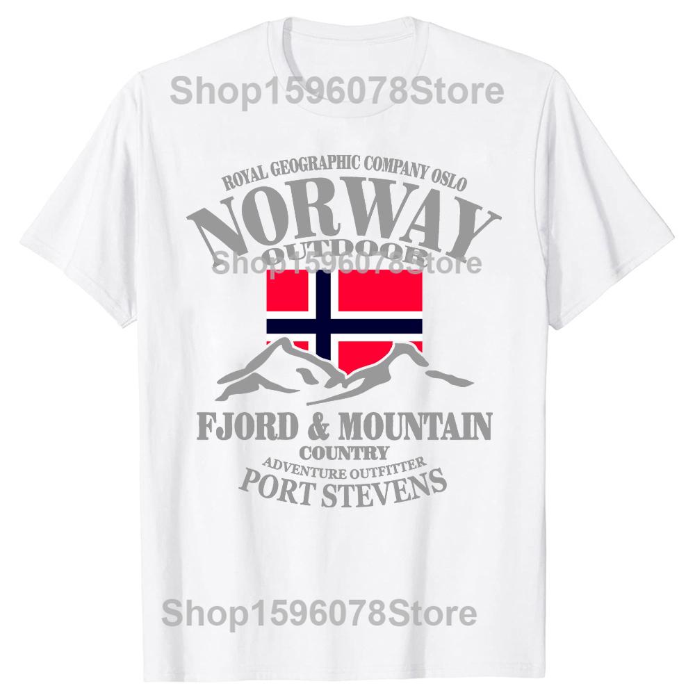 Summer Norway Flag Mountain T Shirt Crazy Hip Hop Men's Shirt Cotton Crewneck Plus Size Short Sleeve Funny T-shirts Male