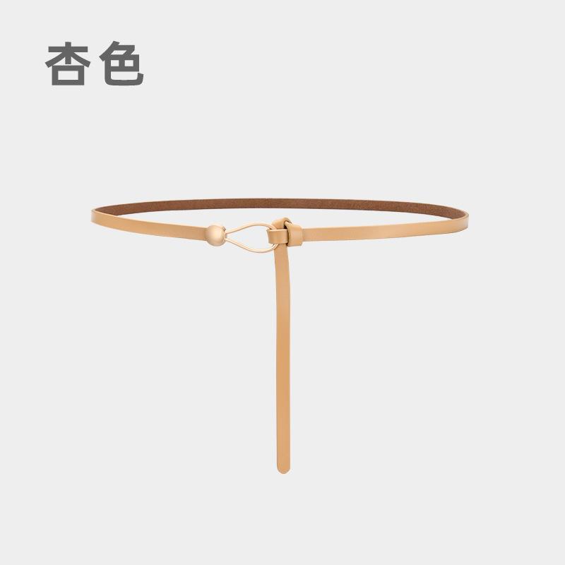 Four Seasons Available Cowhide Thin Belt Women'S Leather Versatile Knot Water Drop Buckle Decorative Belt Fashion Multi Color Belt