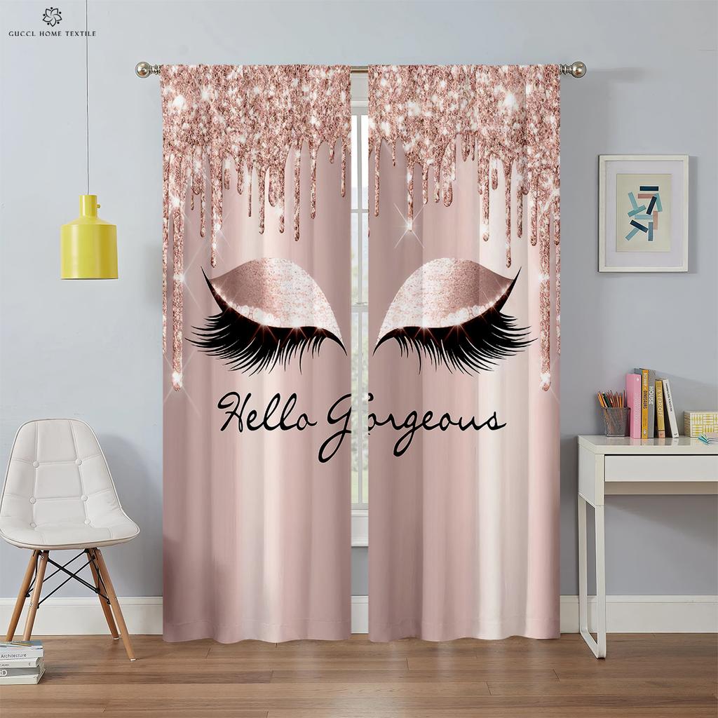 Simple Window Curtains, Unicorn Eyelash Pattern, Custom Curtains, Kids Room, Living Room, Kitchen, Home Decoration