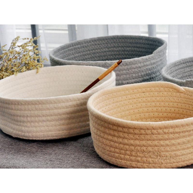 Hand Woven Basket Laundry Basket Storage Office Sundries Handmade Knitting Cotton Hamper