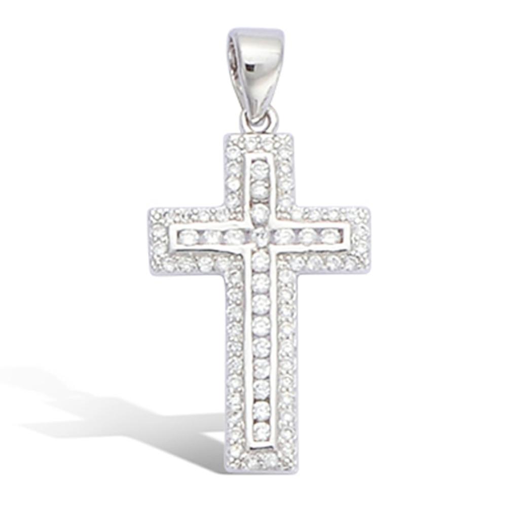 Les Trésors De Lily [L4647] - Silver Pendant 'Cross' Silver-white (rhodium-plated) - 28x14 Mm