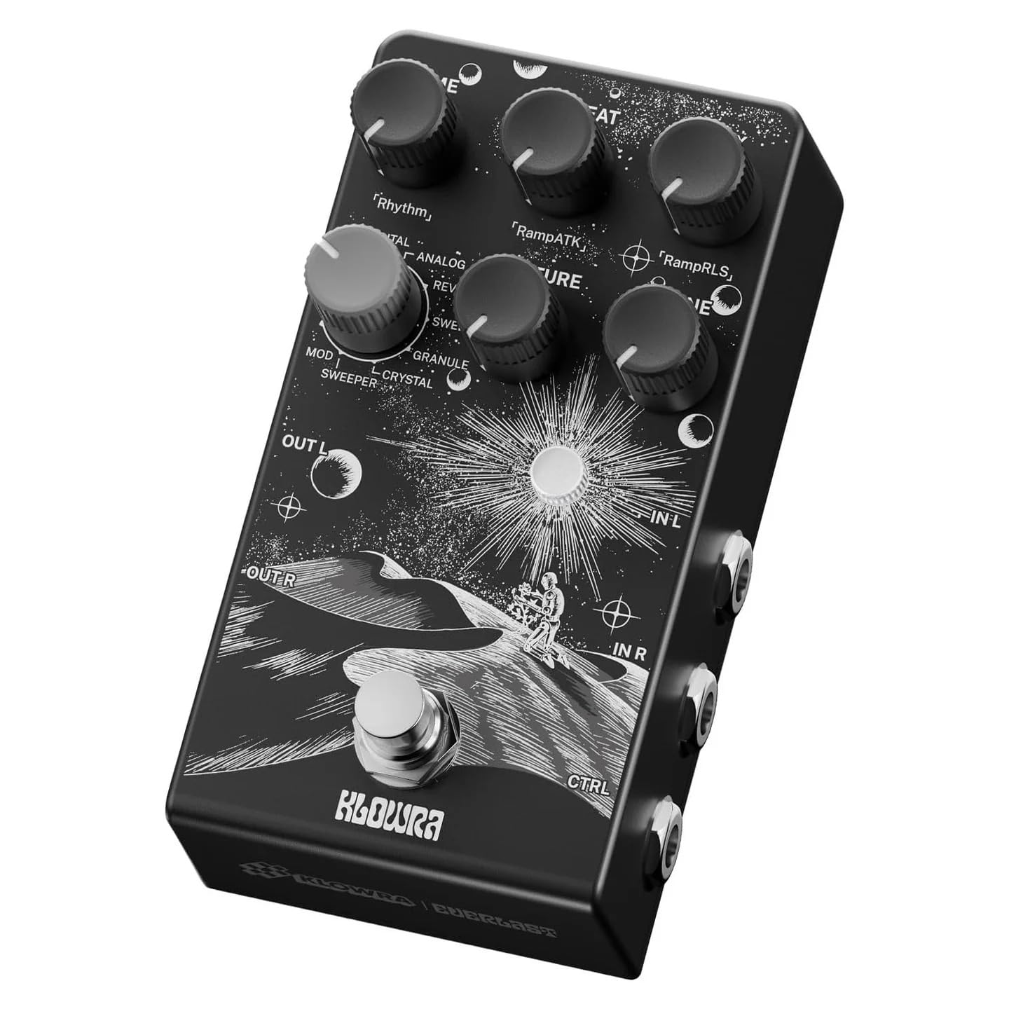 Klowra Everlast Delay Pedal for Electric Digital Guitar Effect Pedal with 9 Stereo Delay Tap True Analog Expression Pedal Footswitch Compatible