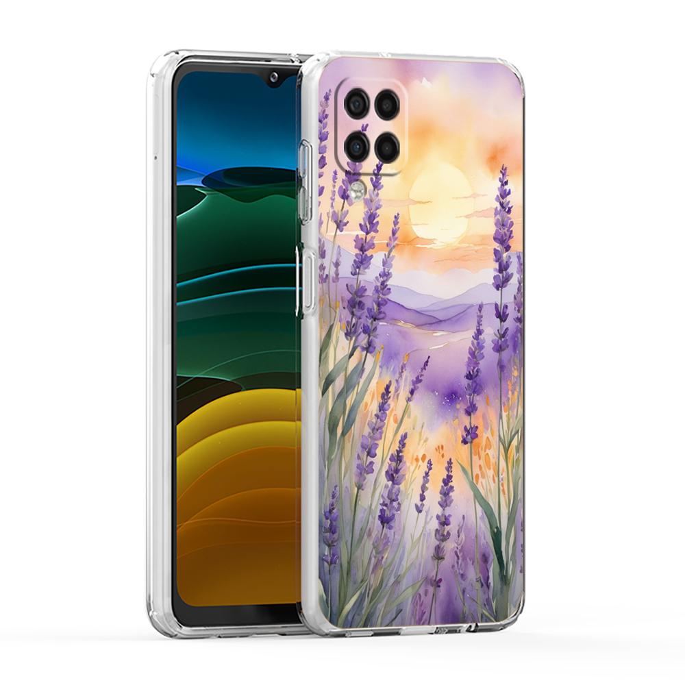 Soft TPU for Samsung Galaxy A13,A15,A22,A23,A25,A31,A32,A33,A35,A52,A53,A05,5G Transparent Phone Case Autumn flower Lavender Bag