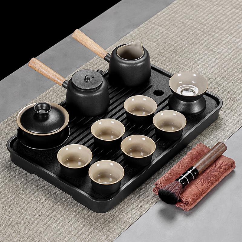 Lainuo Japanese Black Pottery 10-Piece Tea Set