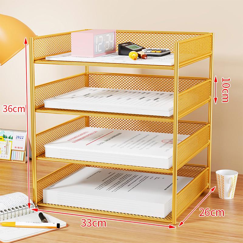 Multi-Layer Metal Desktop File Rack and Document Holder