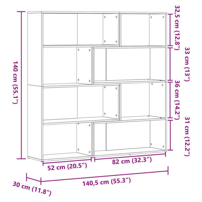 VidaXL Corner Bookshelf with 4 Shelves Smoked Oak Engineered Wood, Corner Bookcase, Corner Display Cabinet, Cabinet 3307814