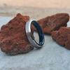 4mm Brushed Tungsten Ring with Blue Inner Band – Durable and stylish, perfect for men and women. A modern choice for wedding bands.