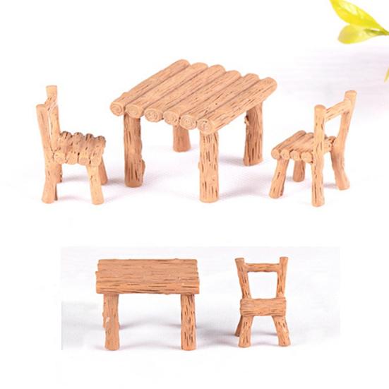 3ks/sada Pryskyřičné stolní židle Miniatury Příslušenství pro panenky Dekor na šířku