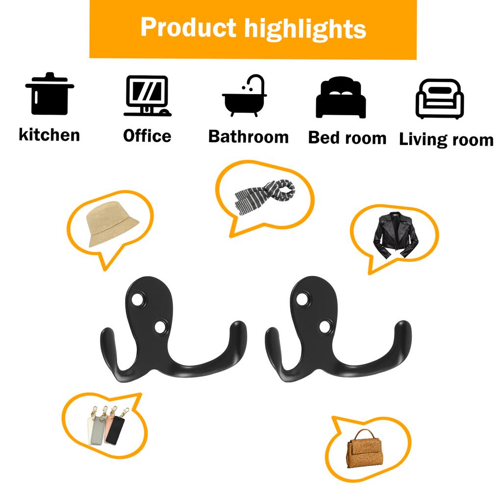 20 Stück/Set Wandmontierte Retro Doppelhaken Utility-Haken für Mantel Schal Tasche Handtuch Schlüssel Mütze Tasse Hut Solide Doppelhaken Küche Zuhause