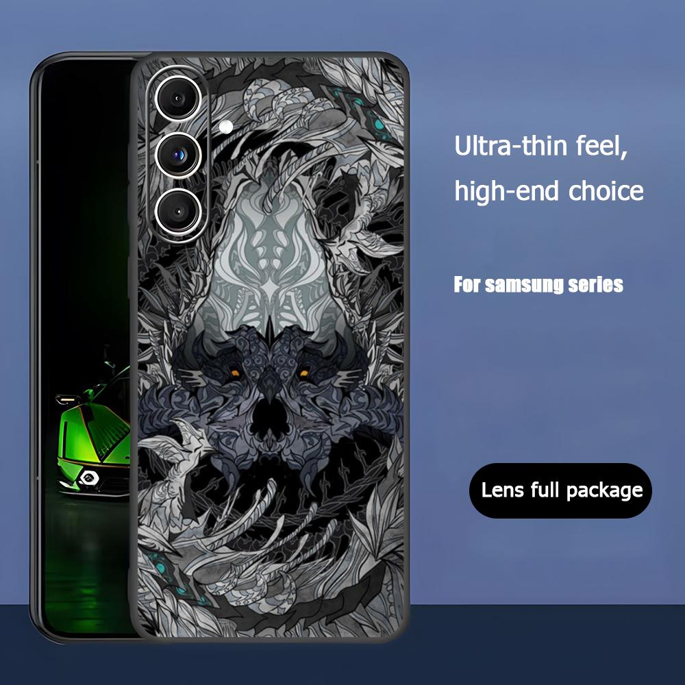 Monster Hunter Wilds Phone Case For Samsung Galaxy S25 S24 S23 S22 S21 S20 Plus Ultra Note20 Soft Black