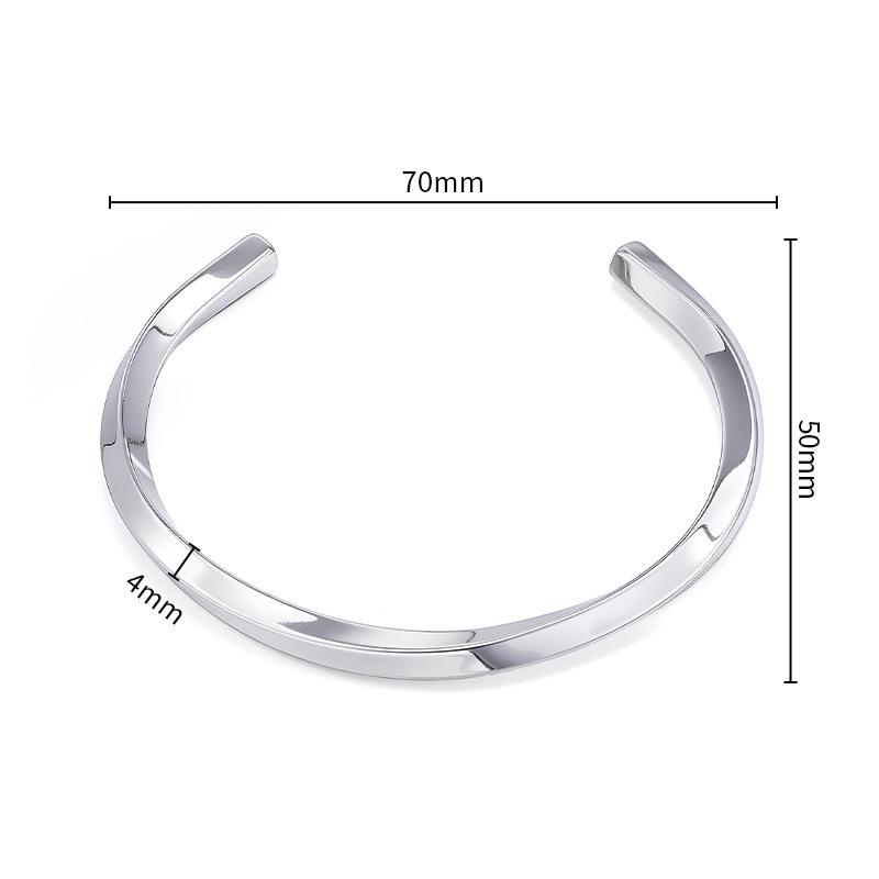 Half-Open Bamboo Joint Mobius Strip Bracelet, Stainless Steel Fashion Wristband for Women