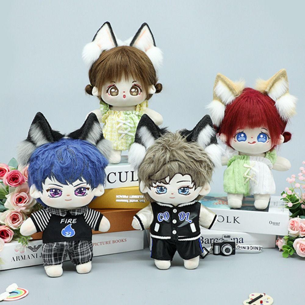 Black White Idol Doll Headwear Cat Ear Cat Wolf Ears Headwear for Cotton Doll Girl Gift