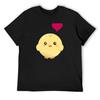 Cute Yellow Chick with Red Love Heart - Sweet Kawaii Anime Cartoon - Adorable Round Baby Bird T-Shirt
