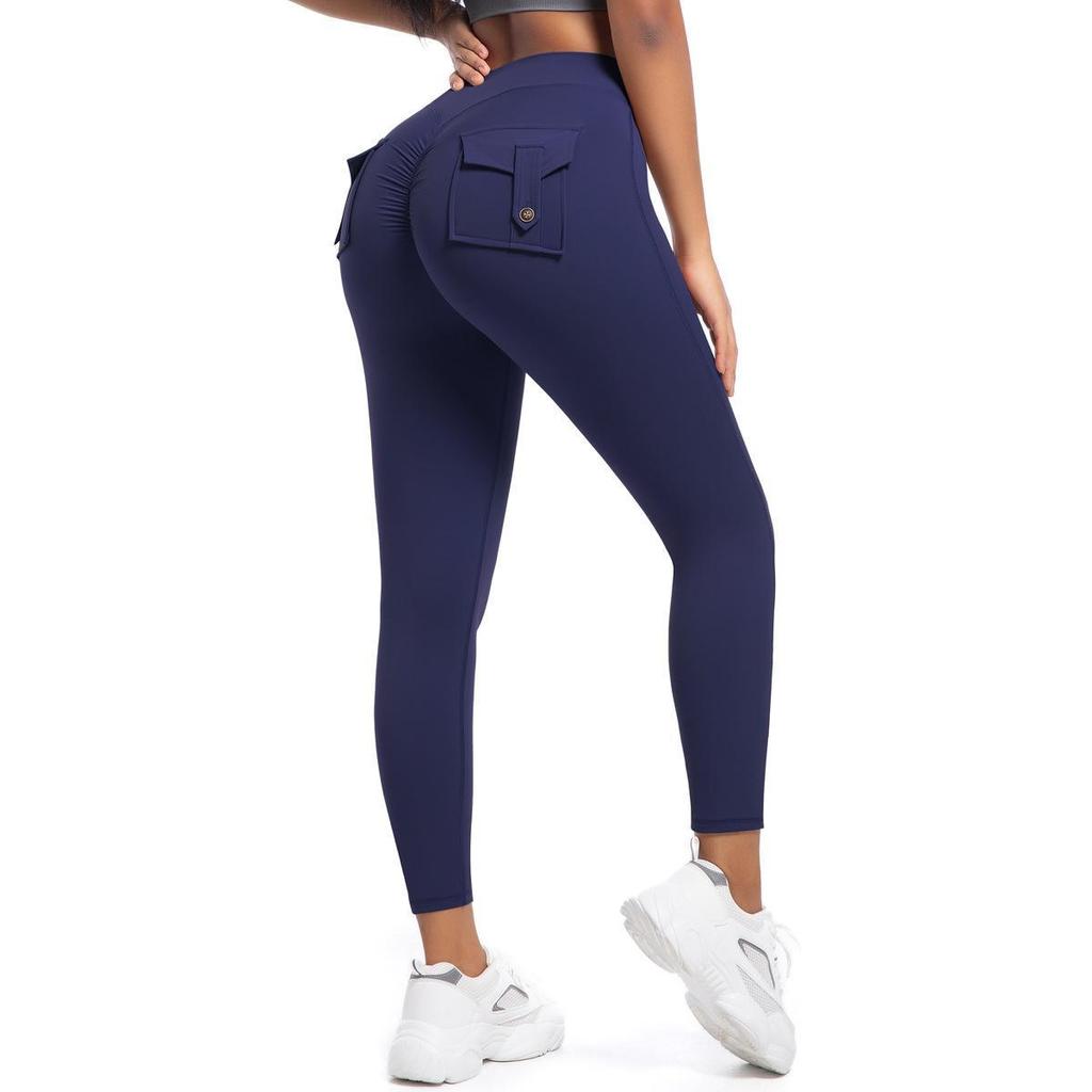 Damen High Waist Peach Cargo Leggings: Elastische, Hüfthebende, Schnelltrocknende Yogahose zum Laufen und für Fitness