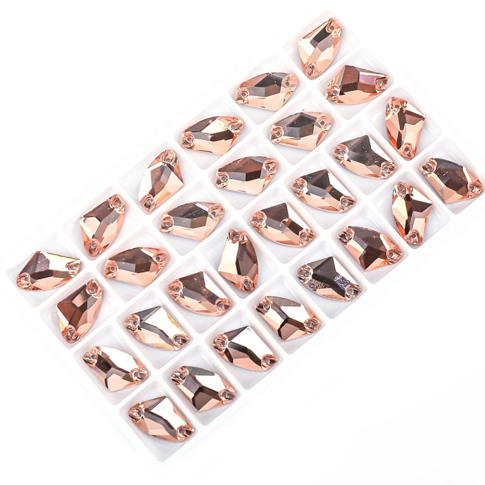 Weichen Flat Bottom Double Hole Color Axe Shape Hand Sewn Buckle Glass Rhinestone Diy Dress Wedding Dress Accessories