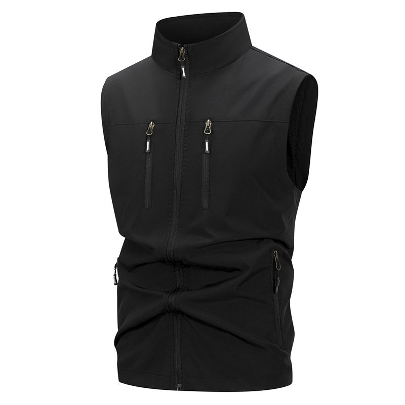 Men's Lightweight Softshell Vest with Zipper Pockets Windproof Sleeveless Jacket for Hiking Golf Outdoor Outwear Windbreaker