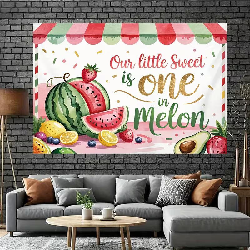 2D Watermelon First Birthday Backdrop for Summer Party Decor