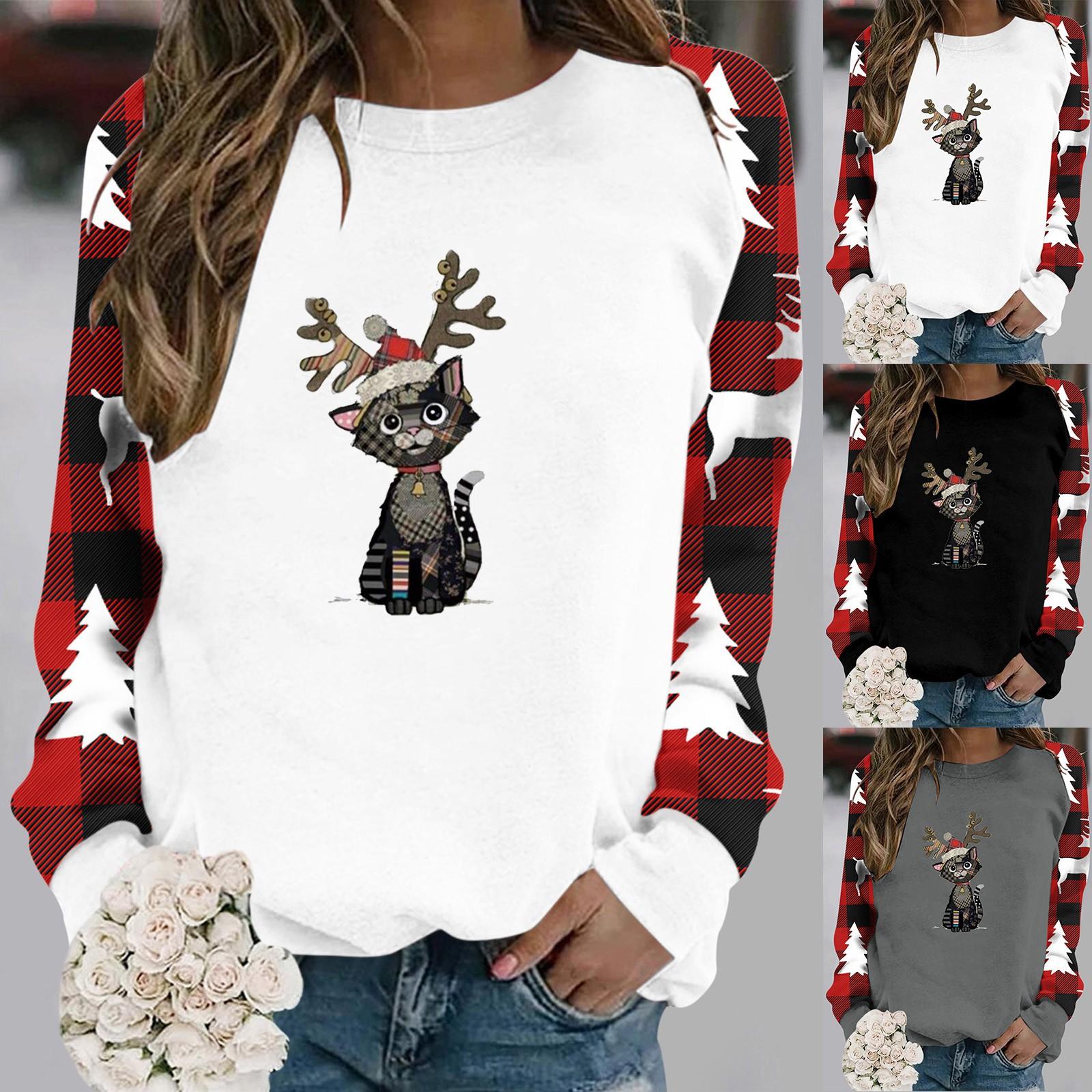 

С Рождеством футболки женские рождественские футболки топы с буквенным принтом футболки с длинными рукавами