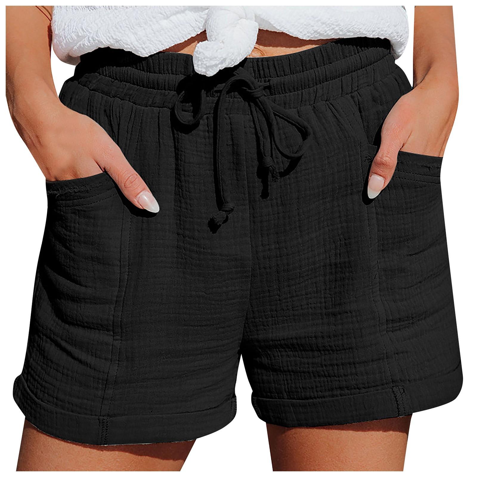 

Женские повседневные модные широкие плиссированные шорты с высокой талией и свободными манжетами L чёрный