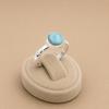 Larimar Round Gemstone Ring, 925 Sterling Silver Ring, Minimalist Blue Stone Ring, Handmade Ocean Inspired Jewelry
