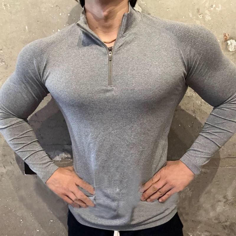 Women's Seamless Jacquard Zipper Long Sleeve Workout T-Shirt - Quick Dry Fit for Gym Training Outdoor Sports