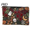 Ghost Design Storage Bag Bag, with Halloween Pattern Printed, Smooth Zipper Thick Fabric Canvas Makeup Large Capacity Travel Cosmetic Pouch