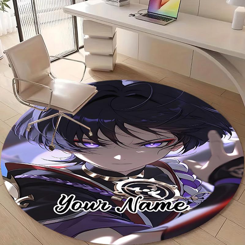 Personalized Genshin Impact Round Chair Office Rug - Perfect for Mat, Office Chair & More - Ideal Gift for Birthdays and Holidays