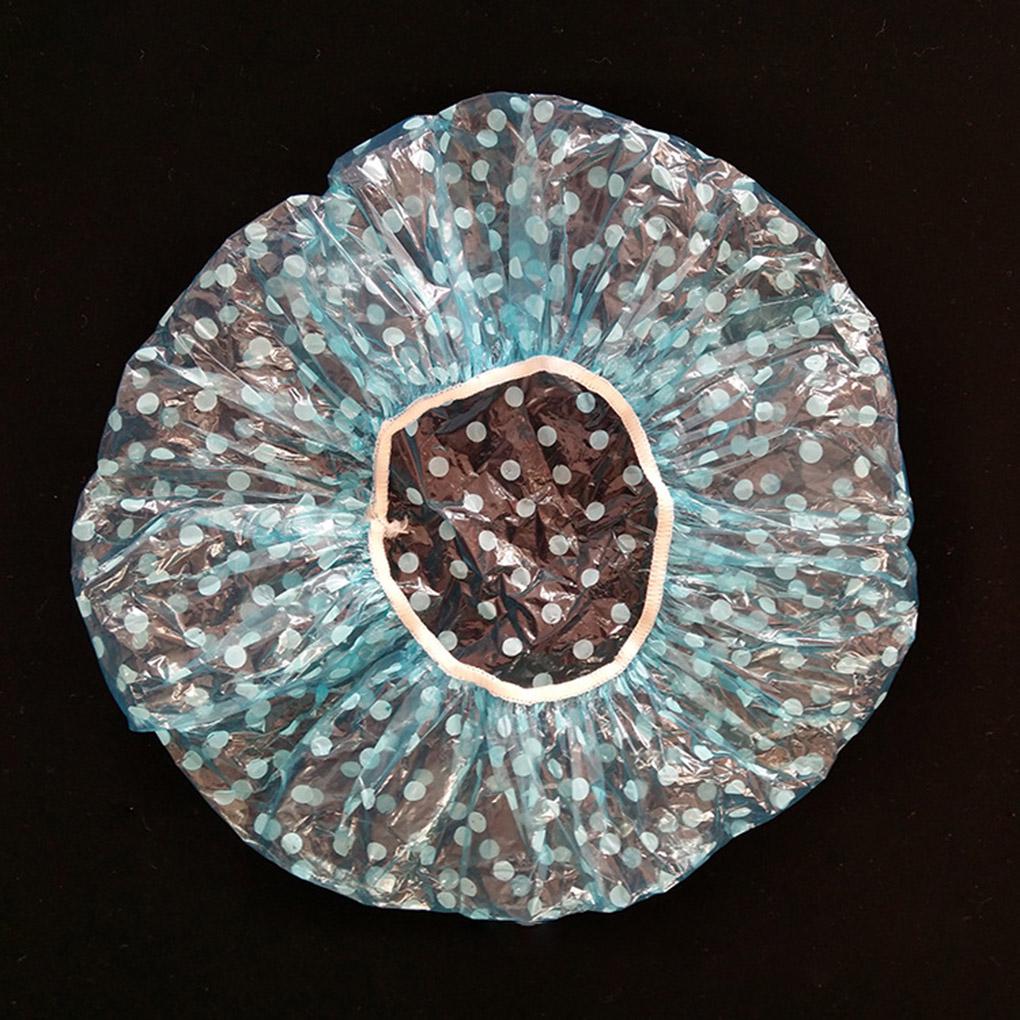 9pcs Clear Plastic Shower Caps Large Elastic Thick Bath Beanie Spa Bathing Accessory