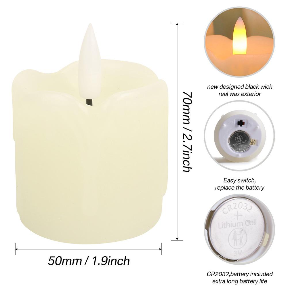 Flickering Flameless Votive Candles with Timer Remote Control Realistic Electric Real Wax Candle for Christmas Wedding Halloween