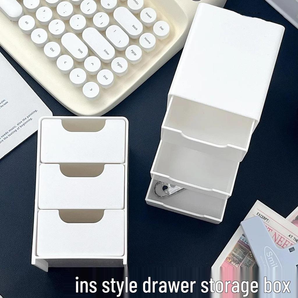 Three-Layer Desktop Organizer Jewelry Storage Box with Drawers