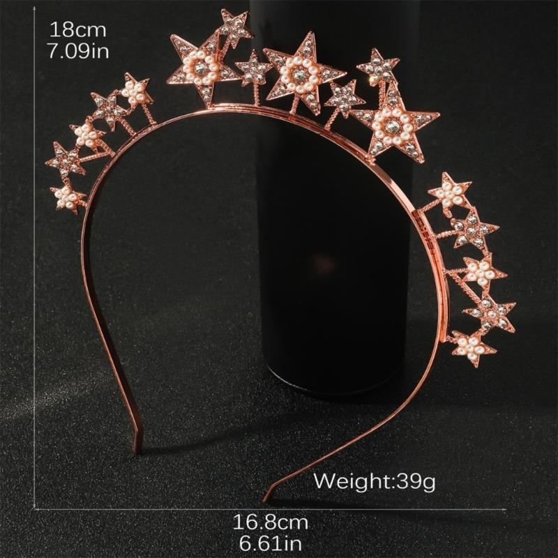 Rhinestones Star Headband for Women Evening Party Gathering Shimmering Star Hairband Theme Party Electroplate Headwear