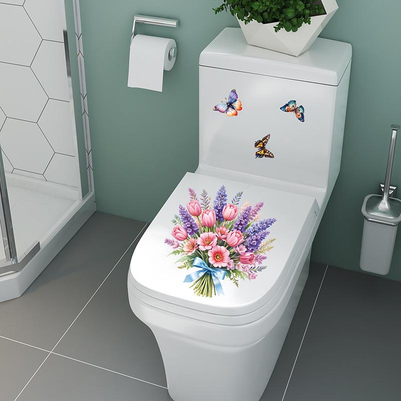 Lavendel Wandaufkleber Selbstklebende Blumendekorationen für Schlafzimmer Kleiderschrank Schrank Kühlschranktür Dekor Toilettenaufkleber