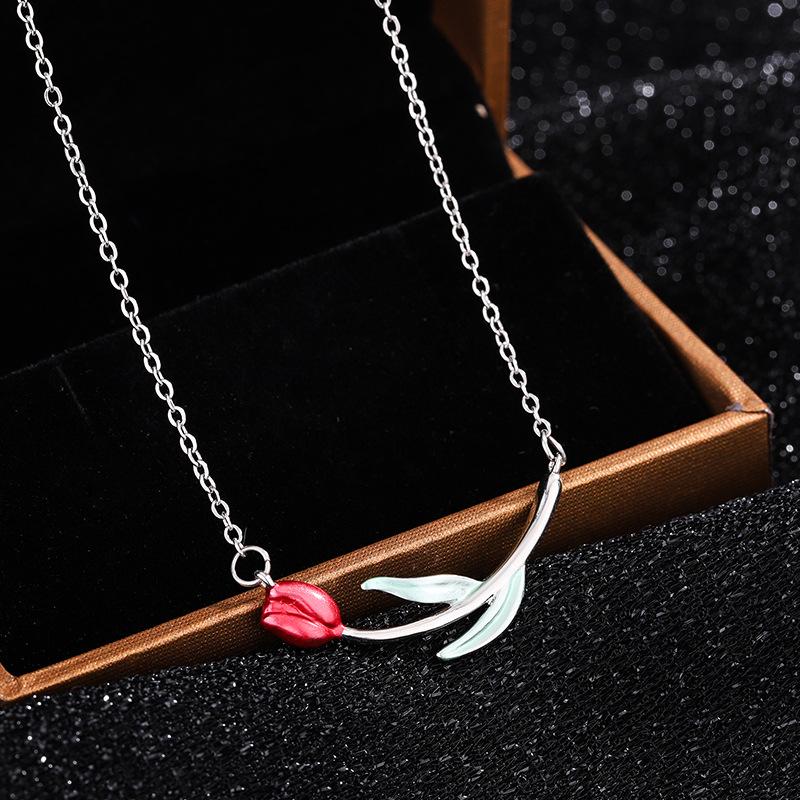 Fashionable Temperament Rose 925 Sterling Silver Simple Personality Flower Clavicle Chain Necklaces