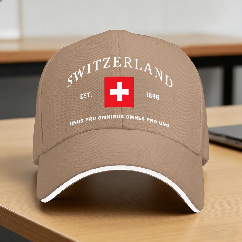 Swiss Switzerland Flag Baseball Cap Fitted Retro Women Unisex Trucker Hat Sun Visor Print Tennis Skate Snapback Cap Gift Idea