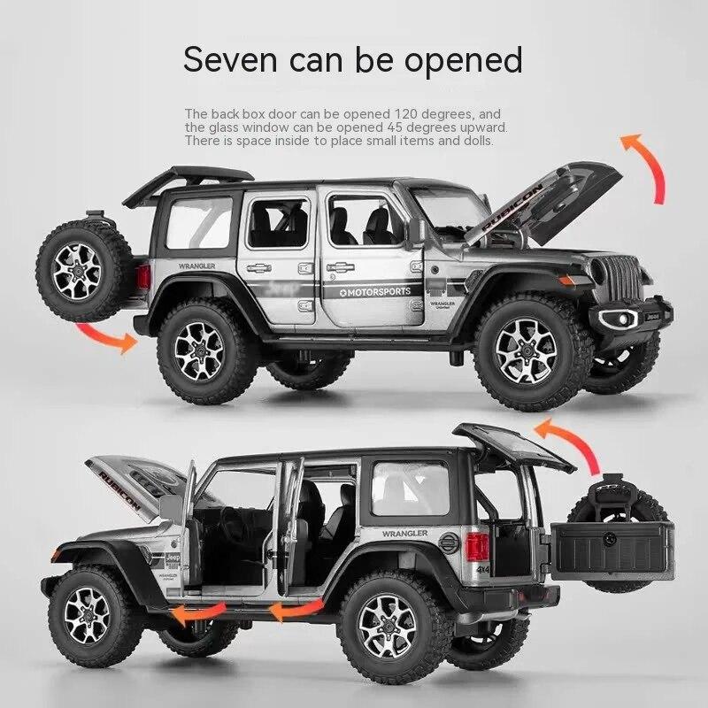 1/22 Model Jeep Wrangler Diecast Toy Car Model, Scale Metal Alloy Vehicle for Kids Boys Girls Adults, Doors Open,Gifts Gray