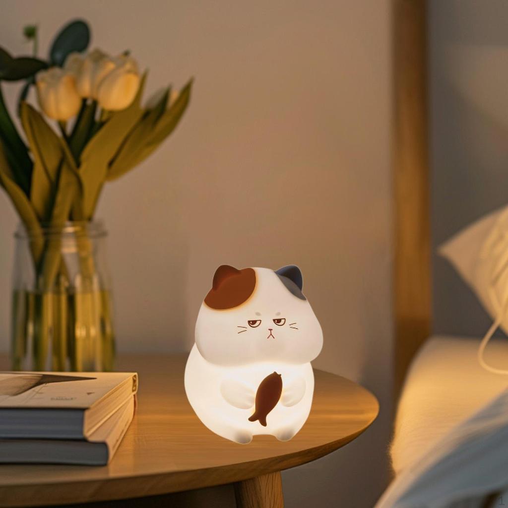 Silicone Cat Night Lamp Bedside Touch Chargeable Multifunctional USB Charging Table