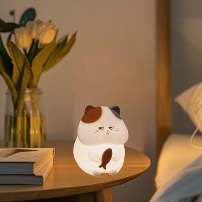 Silicone Cat Night Lamp Bedside Touch Chargeable Multifunctional USB Charging Table