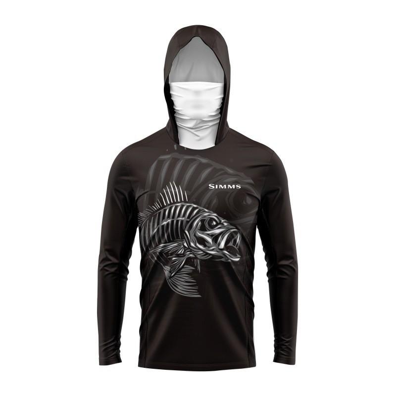 Mens Quick-Dry Fishing Hoodie With Face Cover Outdoor Bass Spinning Apparel Lightweight Sun Protection Shirt