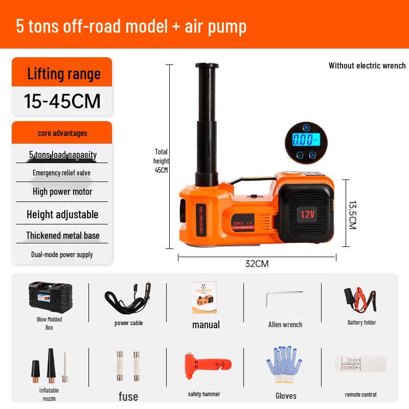 Electric Hydraulic Car Jack & Tire Change Tool Kit