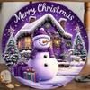 2D Flat Iron Christmas Village Decoration Snowman Merry Christmas Text Hanging Ornament for Home Kitchen Cafe