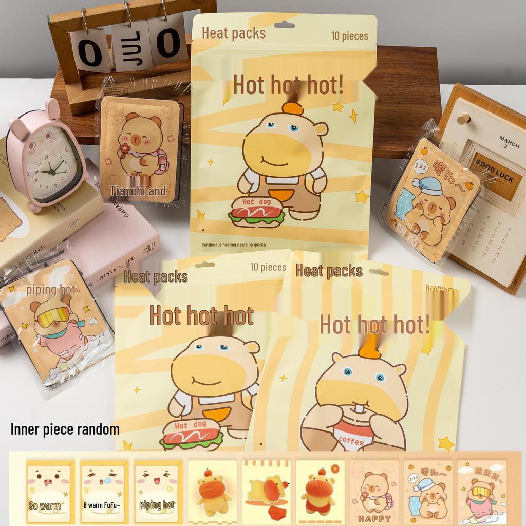 Large Self-Heating Warm Patch for Girls - Cute Cartoon Design for Belly Warmth and Cold Protection