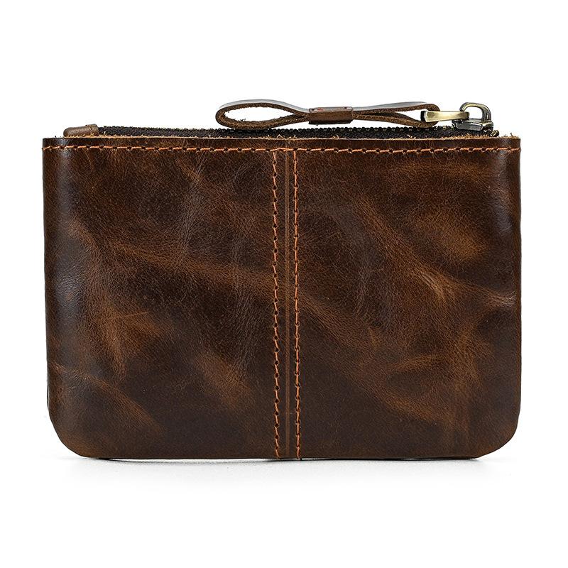Men'S Crazy Horse Leather Change Bag Simple And Small Card Bag First Layer Cowhide Zipper Small Money Bag 9208