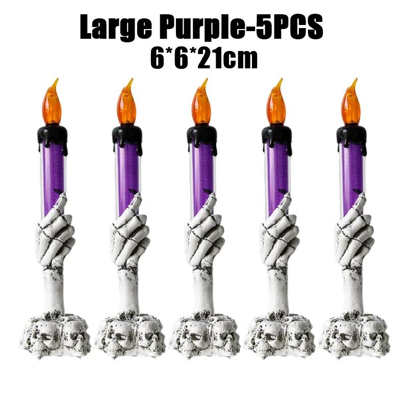 Halloween LED Lights Horror Skull Ghost Holding Candle Lamp Happy Holloween Party Decoration for Home Bar Decoration Light