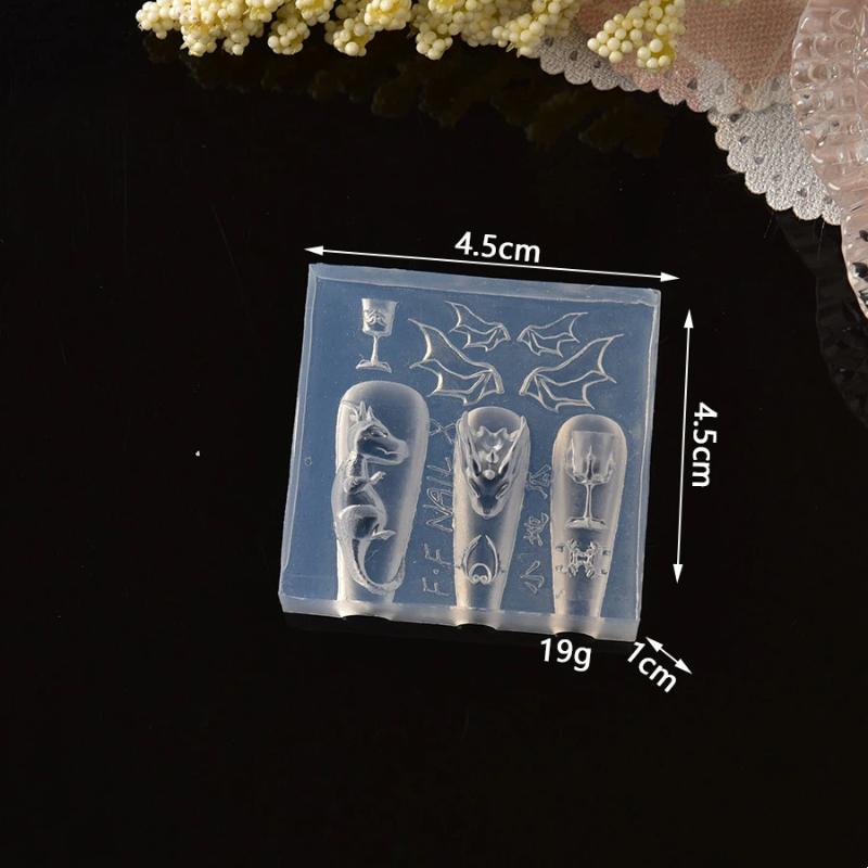 3D Silicone Nail Mold Rose Bow Feather Skull Ribs Nail Template Diy Nail Art Decor For Nail Charms