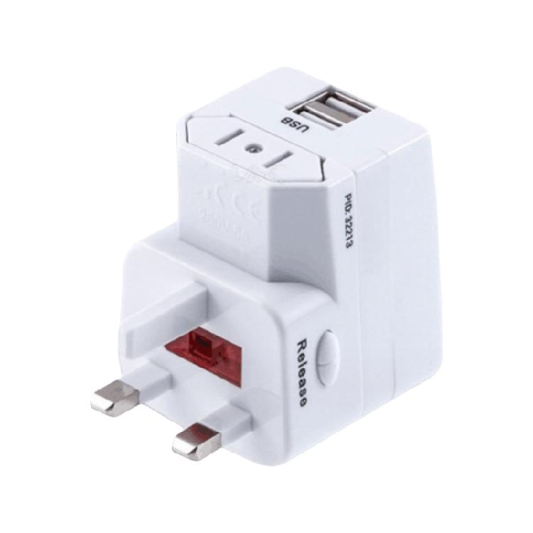 

UK Standard Universal Travel Adapter Two USB Chargers Worldwide Compatibility ABS Construction International Power Converters 1