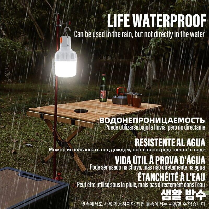 Hook Up Camping Fishing Portable Lantern Night Lights Outdoor USB Rechargeable LED Lamp Bulbs High Brightness Emergency Light