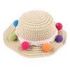 Jijijing Dog Straw Hat, Cute Flower Pet Sun Breathable Summer Wide Brim Hat for Dogs Cats Camping Hiking