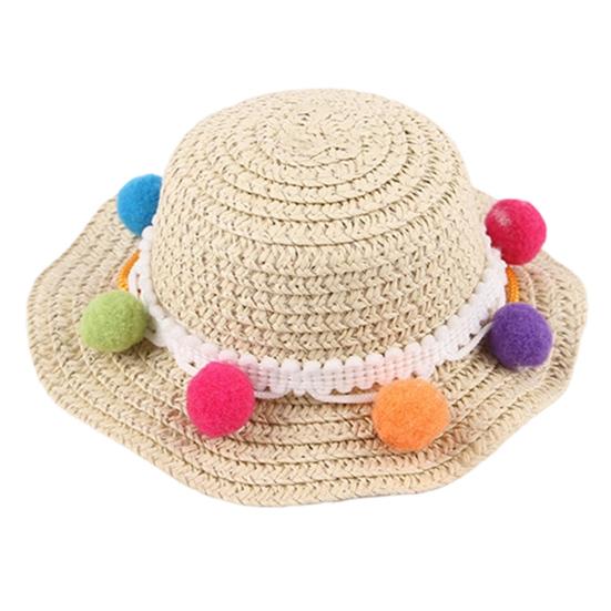 Jijijing Dog Straw Hat, Cute Flower Pet Sun Breathable Summer Wide Brim Hat for Dogs Cats Camping Hiking